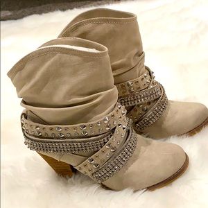 Cream color ankle boots